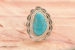 Sterling Silver Genuine Sonoran Turquoise Navajo Ring